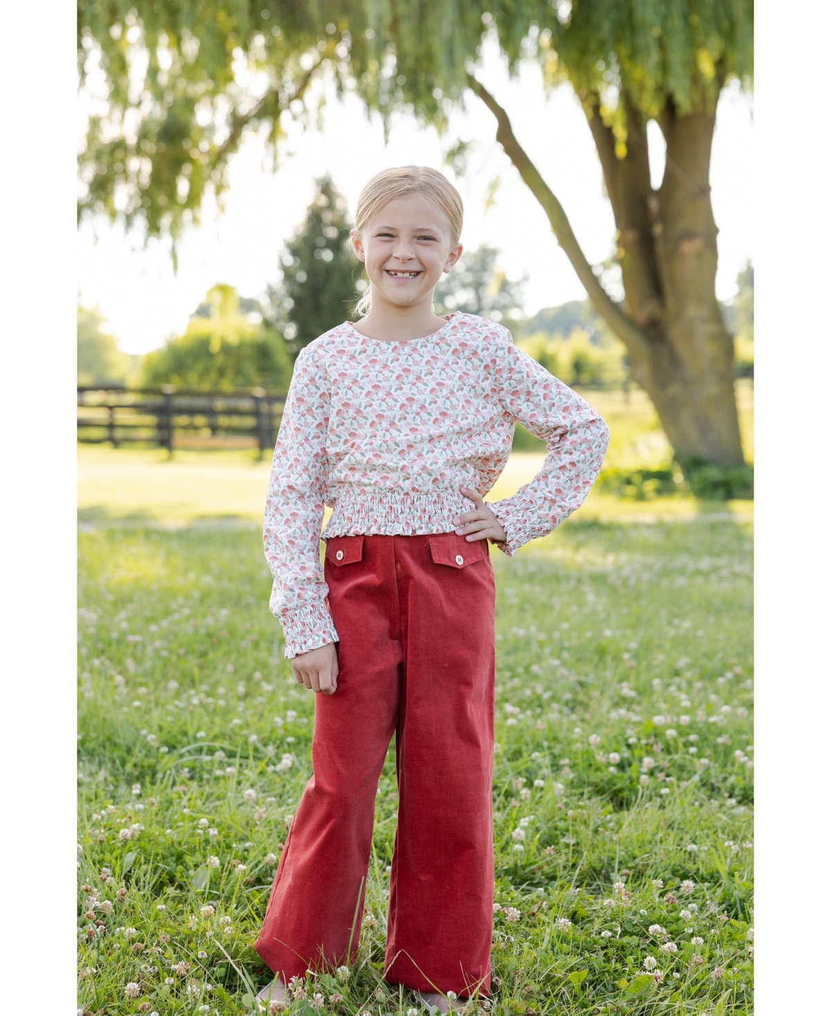 Florence Eiseman Girls' 4-16 Velvet Wide-Leg Pull-On Pants