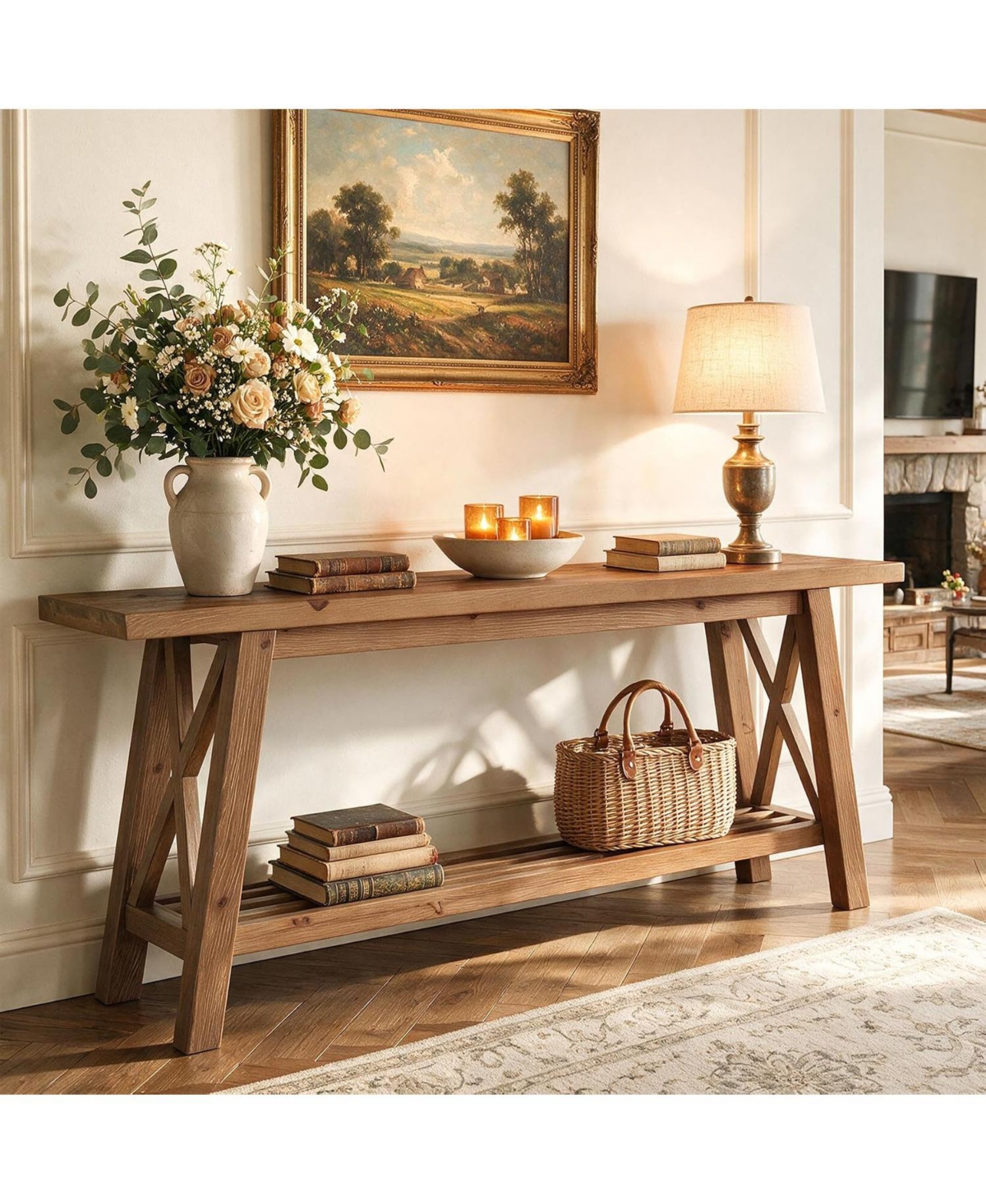 Tribesigns Extra Long Console Table with Storage, Narrow Wooden Sofa Table