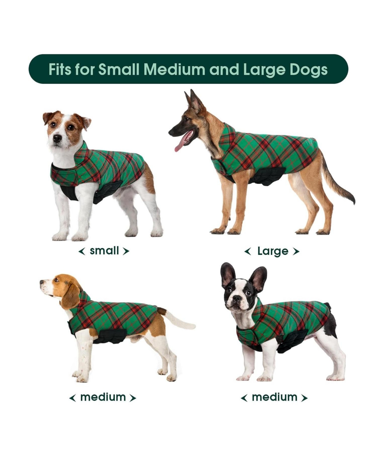 Reversible Waterproof Fleece-Lined Dog Jacket with Leash Access | Cold Weather Coat for Medium Dogs
