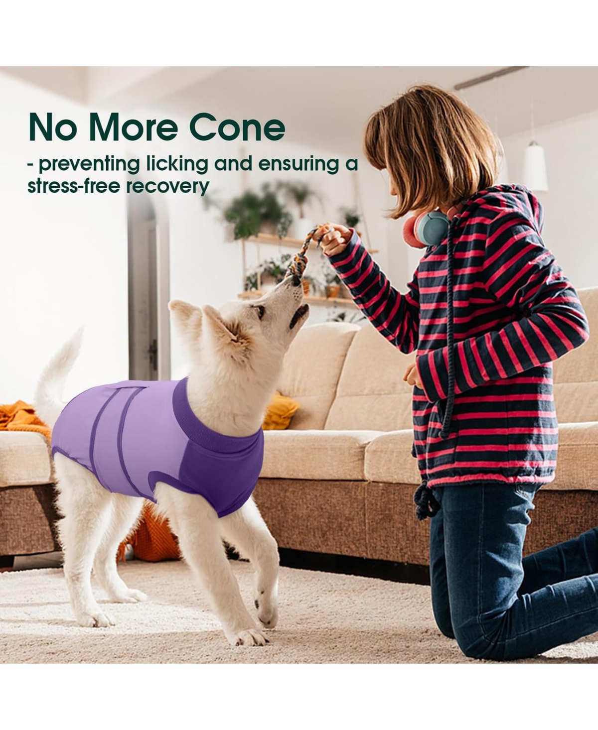 Cotton-Spandex Post-Surgery Recovery Bodysuit Onesie for Dogs