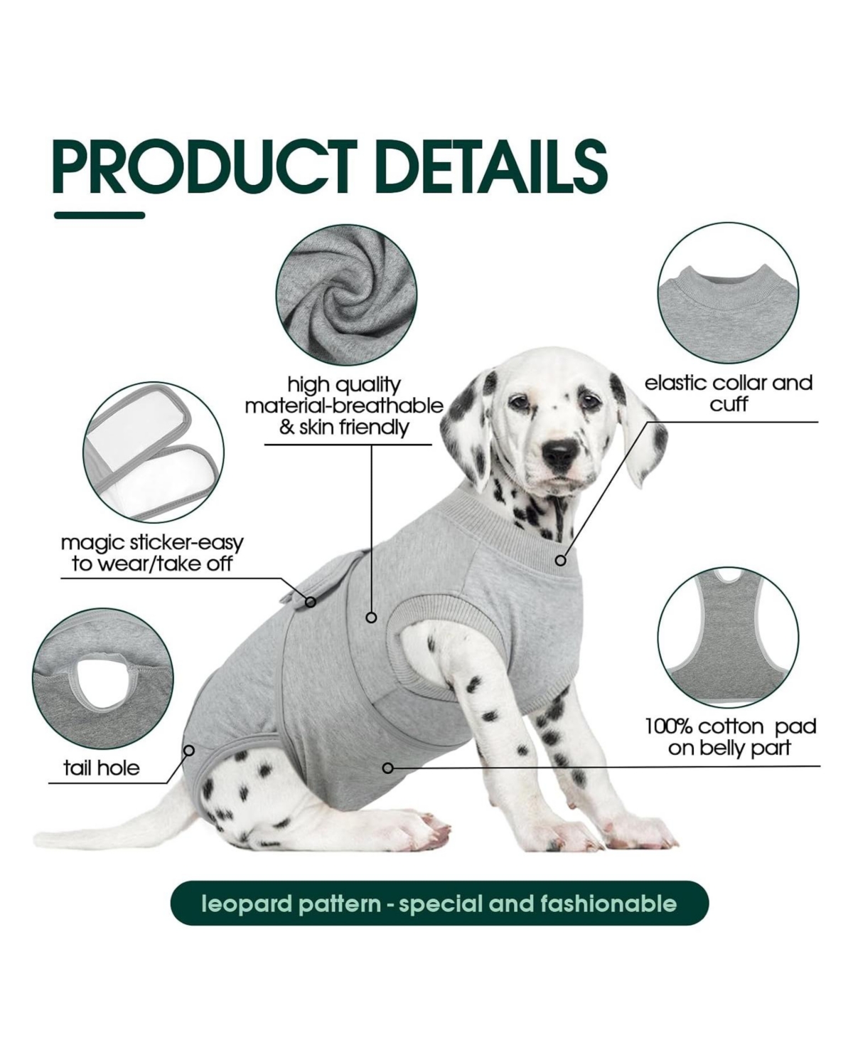 Post-Surgery Recovery Onesie Suit for Dogs and Cats, Soft Protective Wear