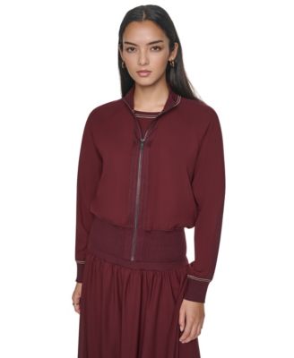 Women's Lightweight Mixed-Media Contrast-Stitch Jacket