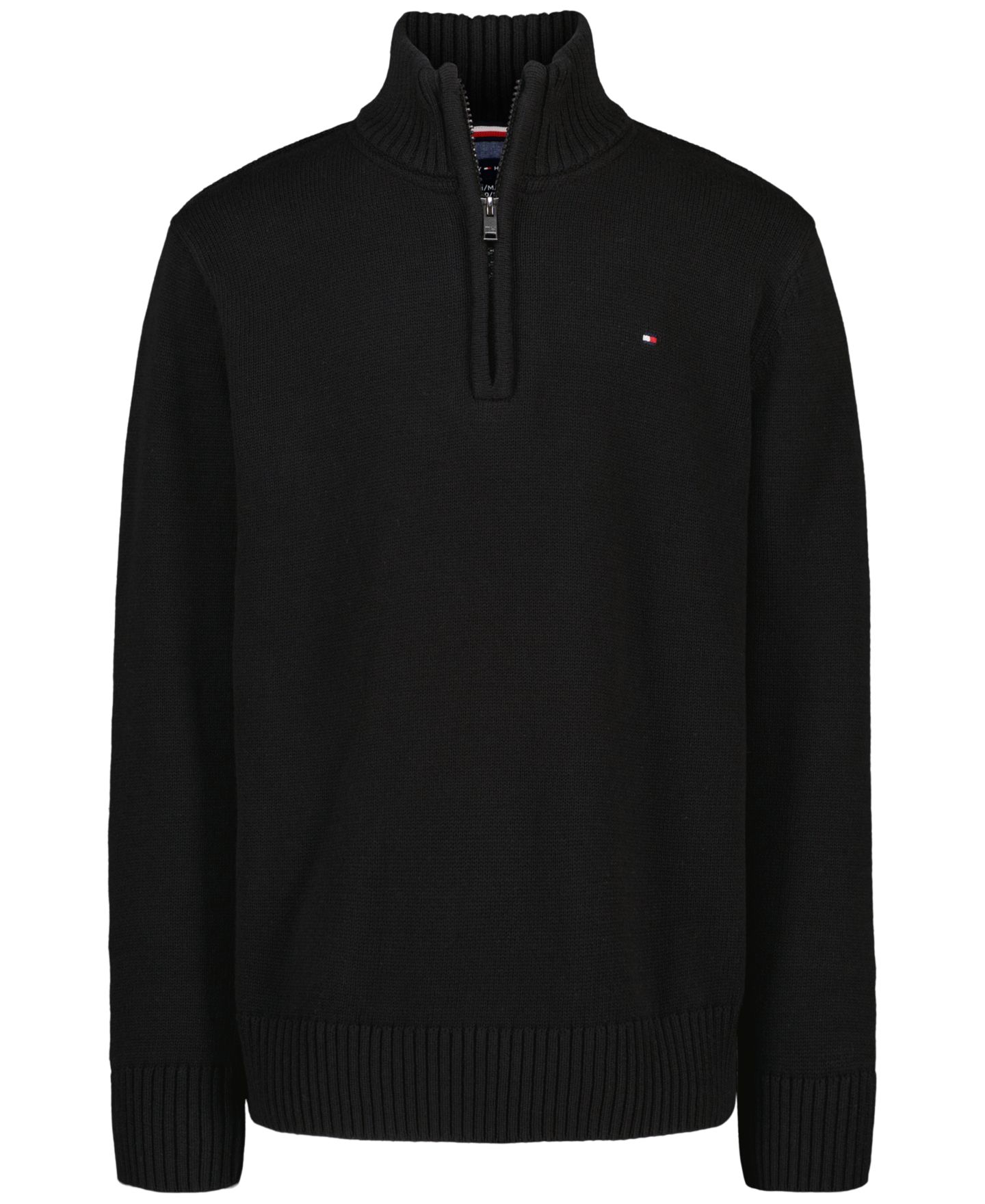 Свитер Tommy Hilfiger Zipneck Cotton Quarter-Zip Sweater для мальчиков, цвет: Чёрный — фото 1