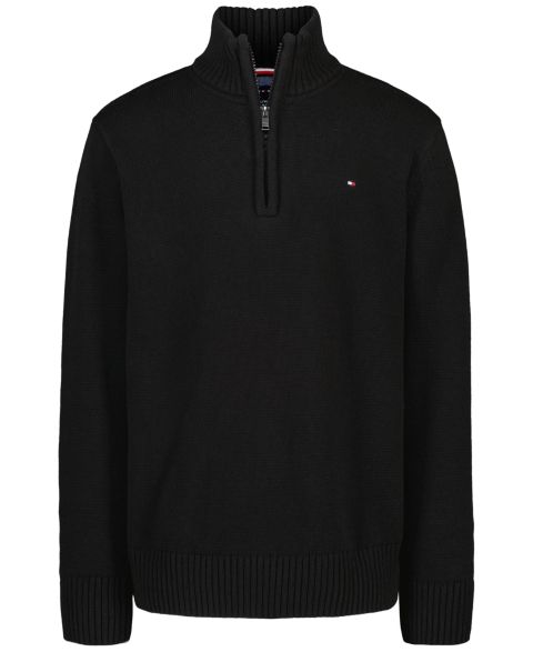 Свитер Tommy Hilfiger Zipneck Cotton Quarter-Zip Sweater для мальчиков, цвет: Чёрный