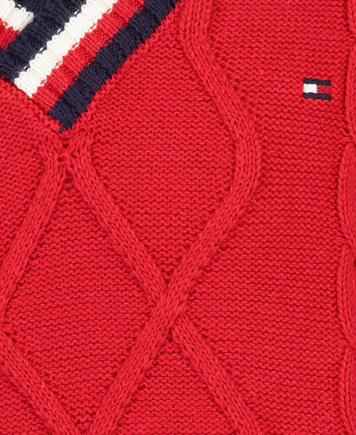 Жилет Tommy Hilfiger Cable V-Neck Sweater Vest для мальчиков, цвет: Алый шалфейный — фото 5