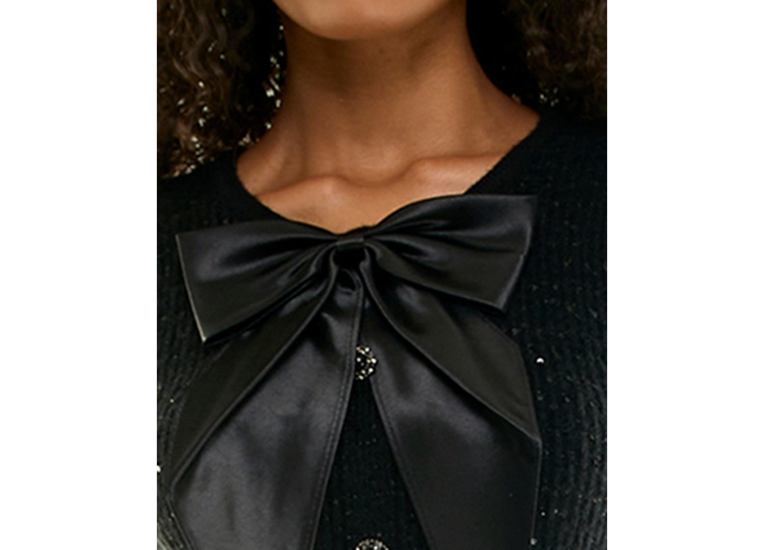 Juniors' Short-Sleeve Satin Bow Sweater Dress