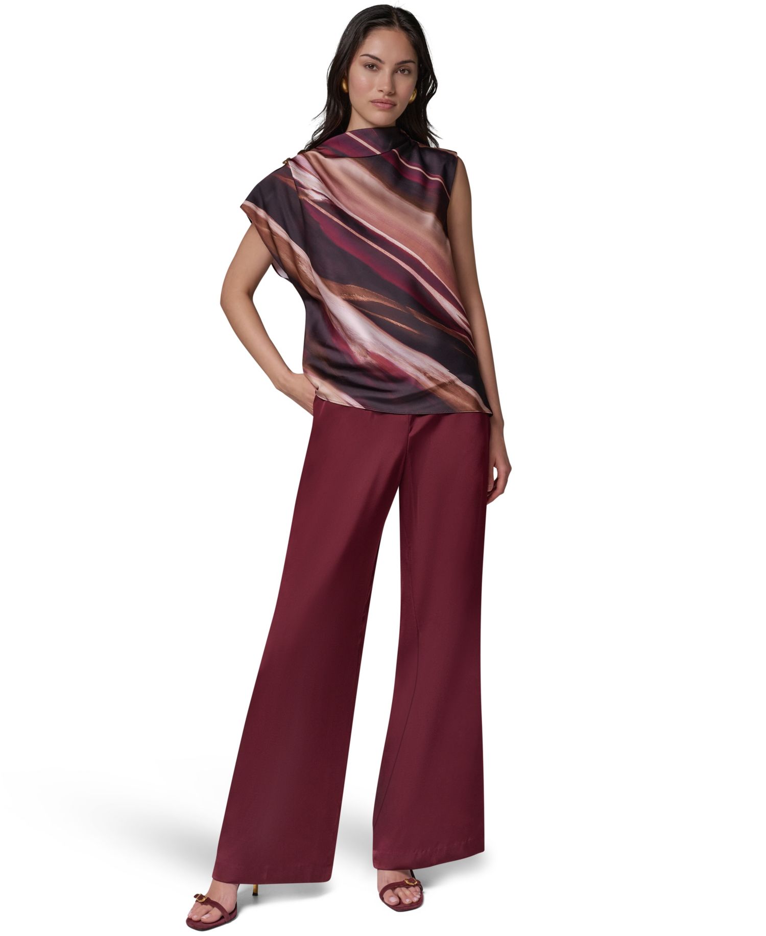 Women's High-Neck Asymmetrical Sleeveless Blouse