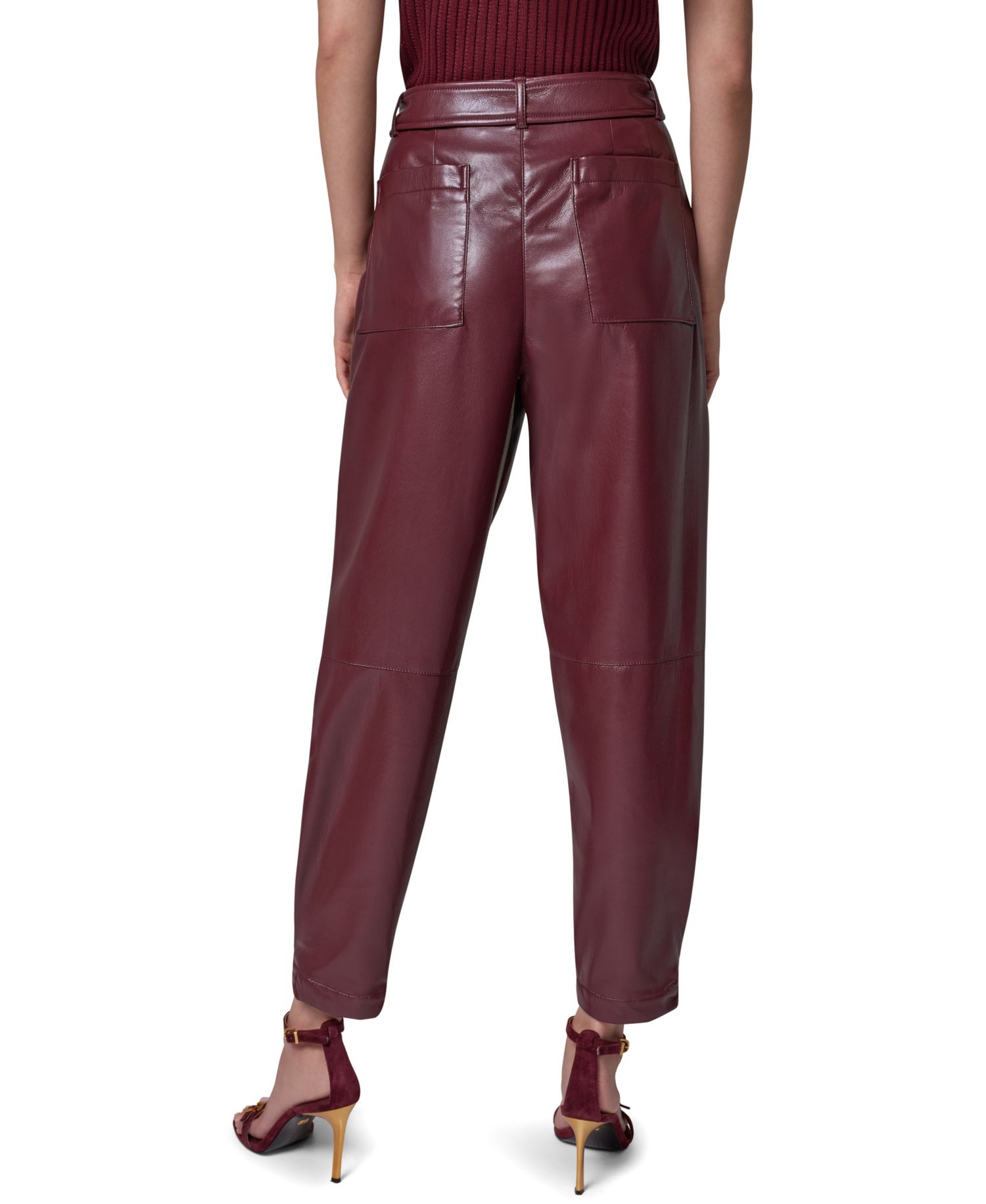 Women's Cargo High-Rise Tapered-Leg Polyurethane Pants