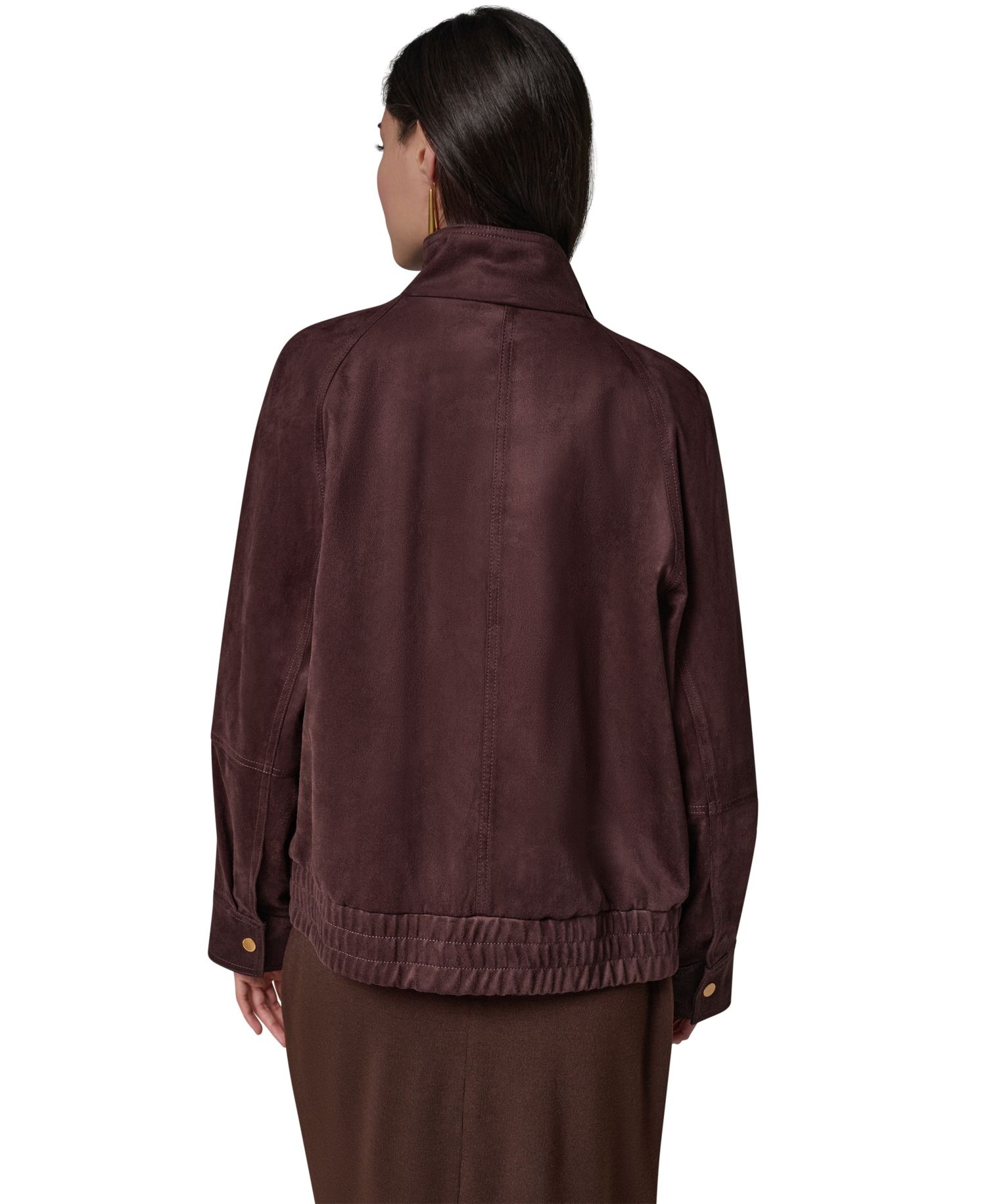 Women's Fitted Zip-Front Faux Suede Jacket