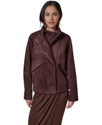 Women's Fitted Zip-Front Faux Suede Jacket