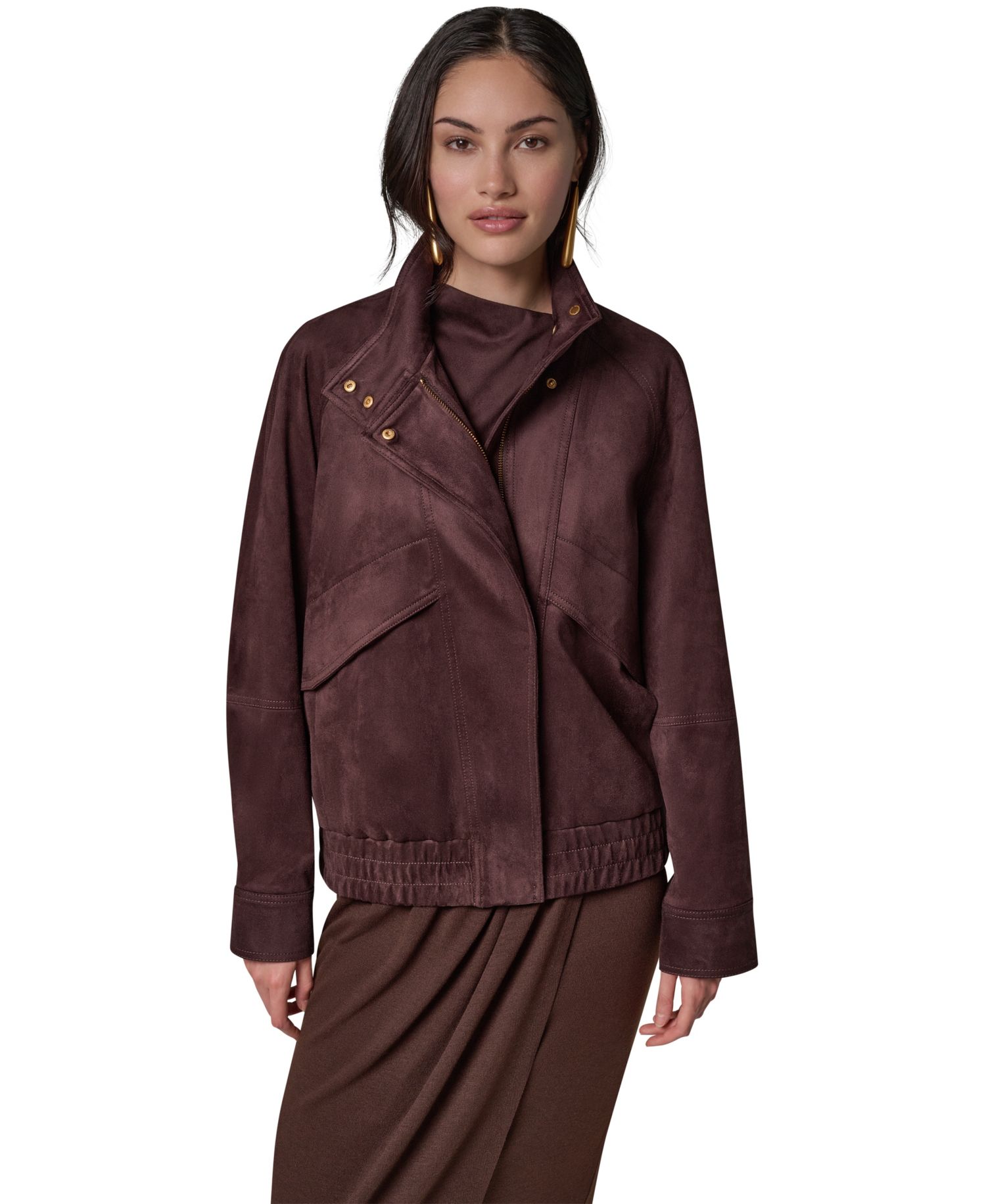 Women's Fitted Zip-Front Faux Suede Jacket