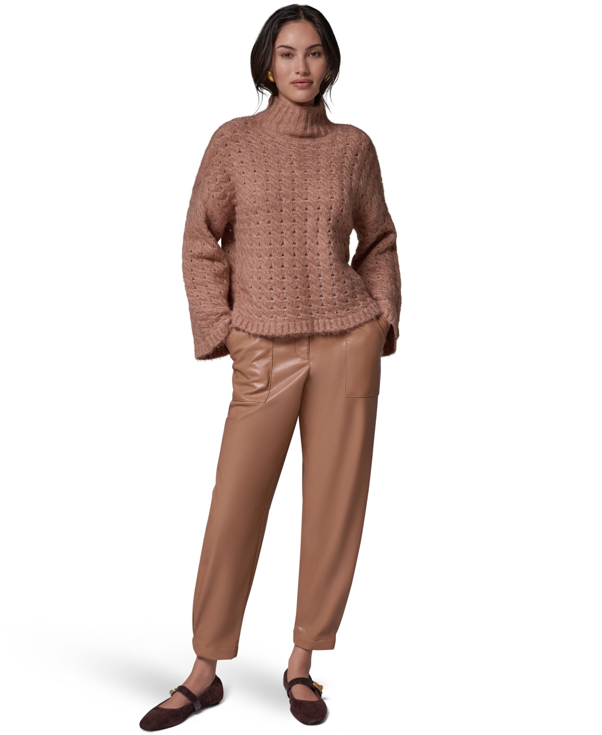 Donna Karan New York Women's Basket-Weave Knit Cable Sweater