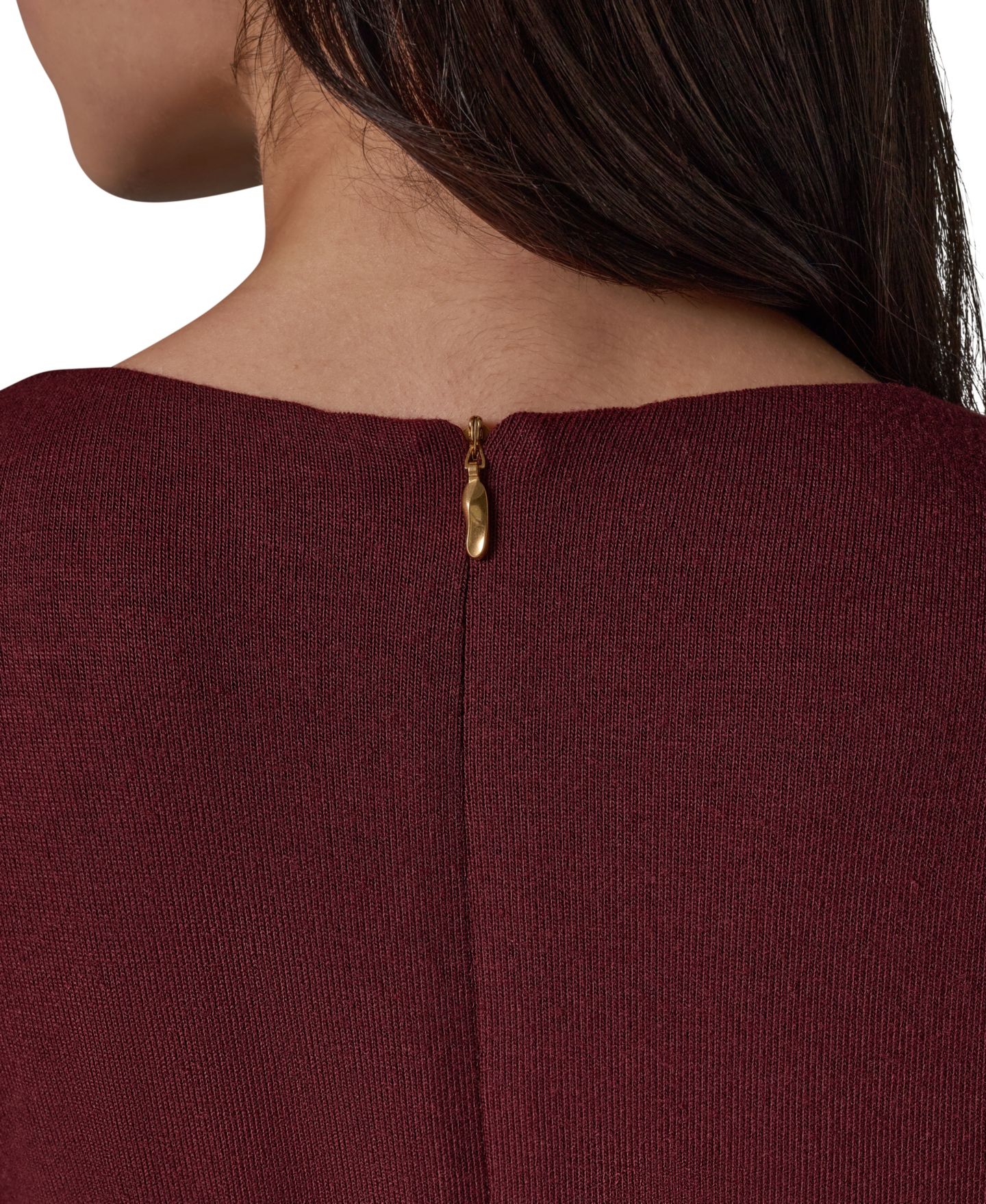 Женское платье Donna Karan New York Long Sleeve Waist Long-Sleeve Fit-and-Flare Midi, цвет: Чёрный вишнёвый — фото 8