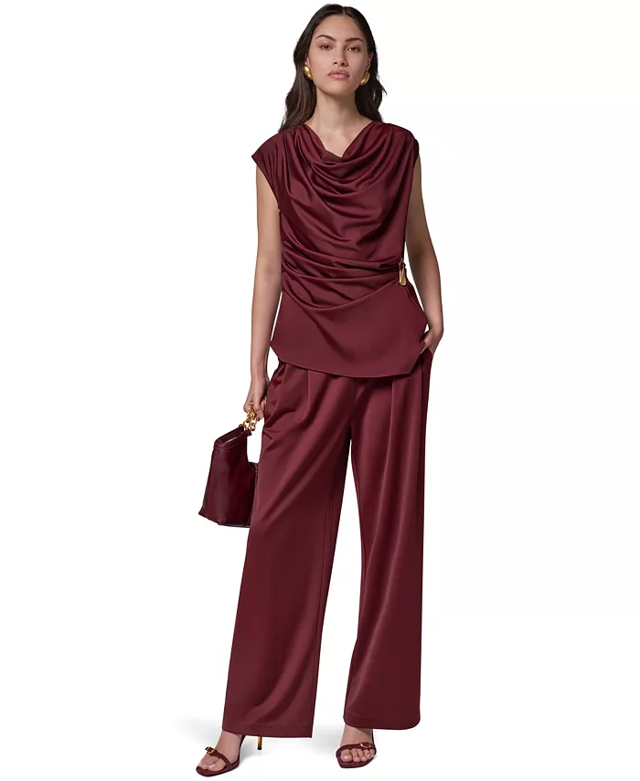 Women's Cowl Neck Draped Sleeveless Blouse - thumbnail 3