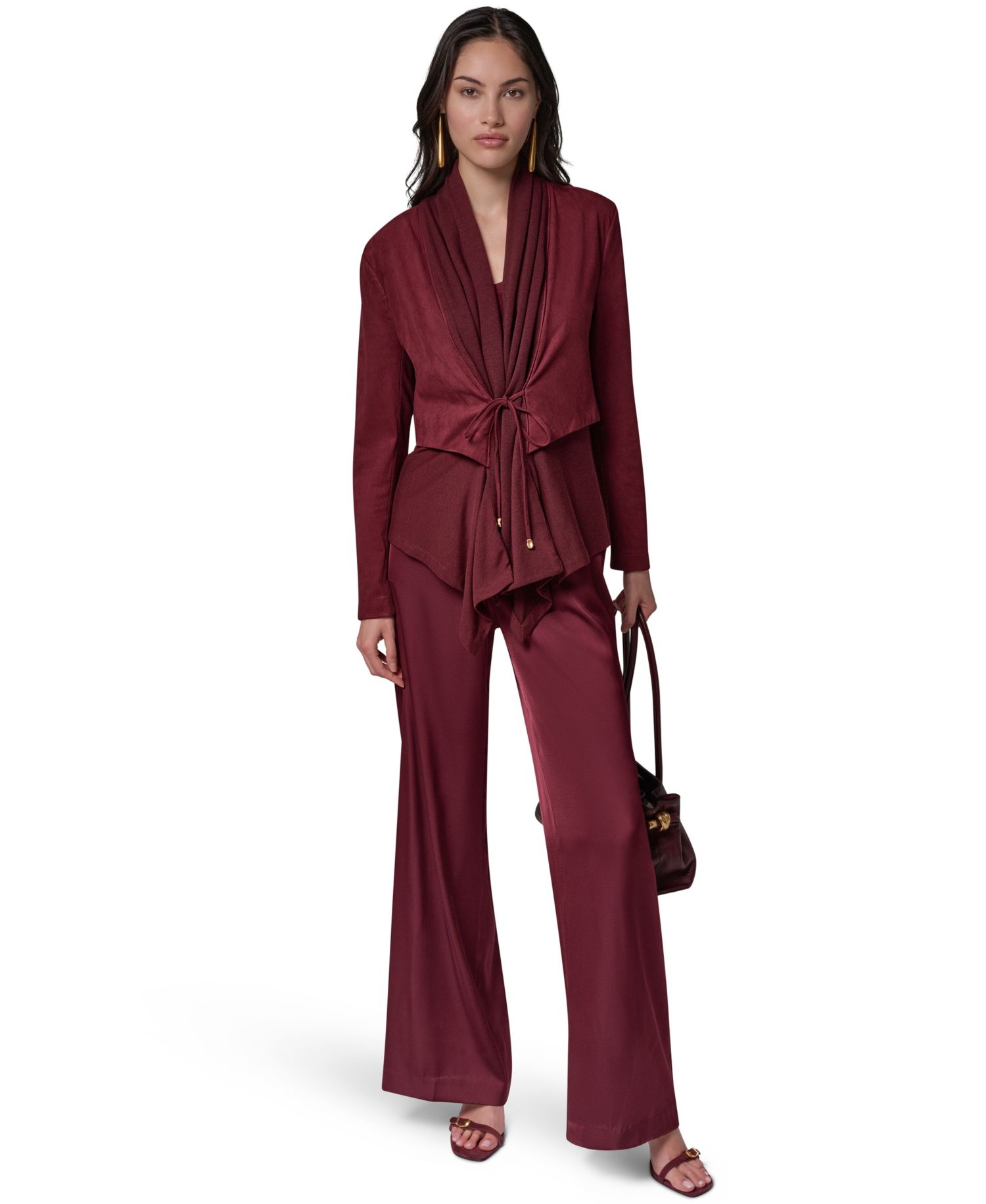 Women's Mxd Media Mixed-media Shawl Collar Jacket