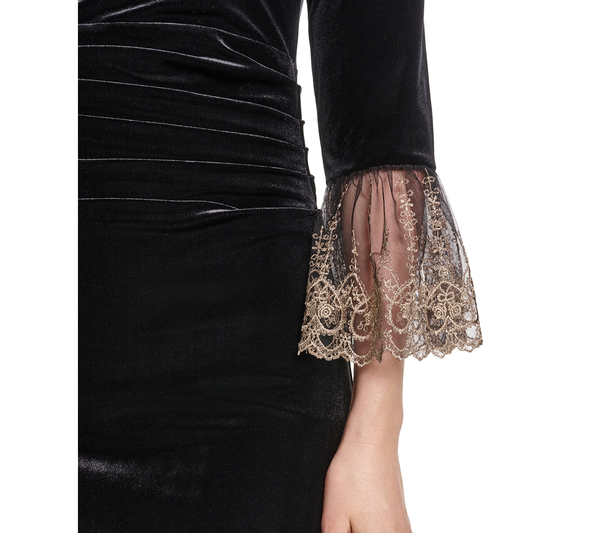 Jessica Howard Petite Velvet Jewel Neck 3/4-Sleeve Midi Dress