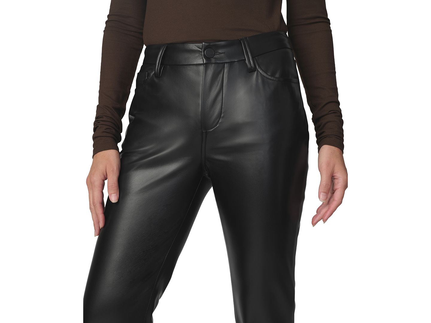 Женские брюки Joe's Jeans Petite Provocateur High-Rise Bootcut Faux-Leather, цвет: Чёрный — фото 4