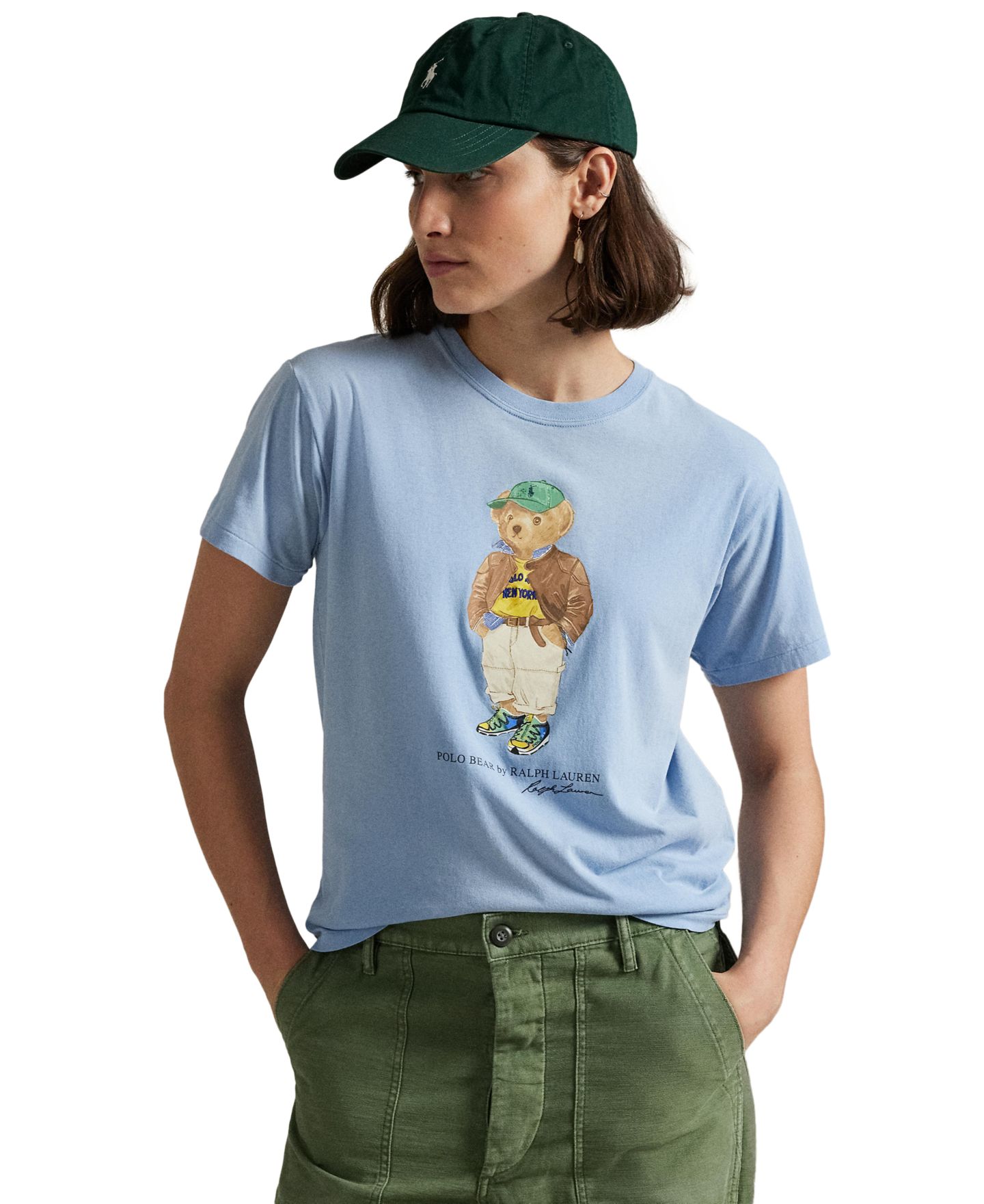 Женская футболка Polo Ralph Lauren Polo Bear Cotton Jersey, цвет: Шамбре синий — фото 1