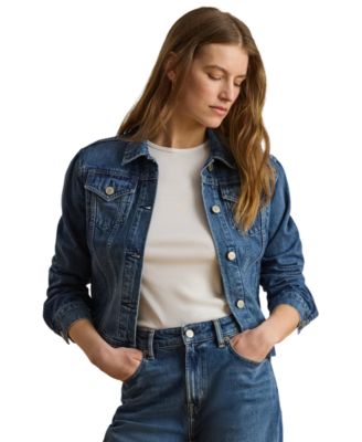 Women's Buttoned Placket Denim Trucker Jacket
