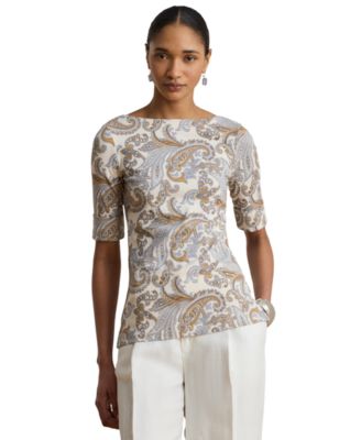 Women's Boat Neck Short-Sleeve Blouse