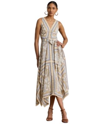 Women's Sleeveless Handkerchief Hem Midi Dress