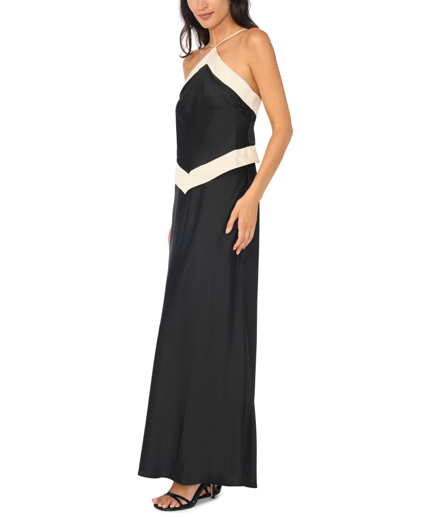Женское платье Parker Halter Combo Maxi Colorblock, цвет: Насыщенный чёрный — фото 2