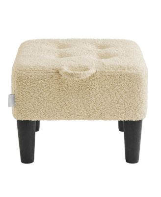Small Ottoman Stool with Thick Cushion, Footrest for Bedroom, Living Room, Sturdy Legs