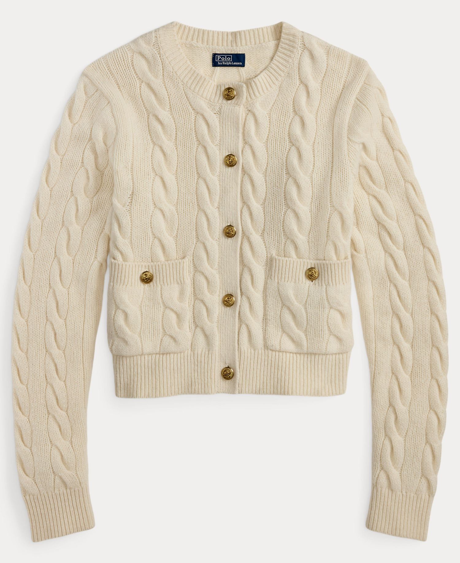 Women's Wool-Cashmere Cable-Knit Cropped Cardigan