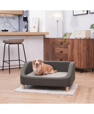 Bennett Linen 31.5’’L x 24’’W Pet Sofa with Wood Style Foot and Washable Cover