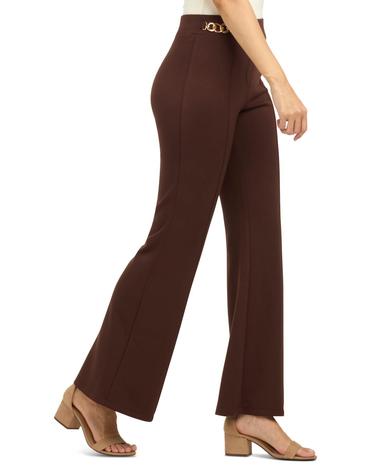 Juniors' Lightweight-Scuba Wide-Leg Pants