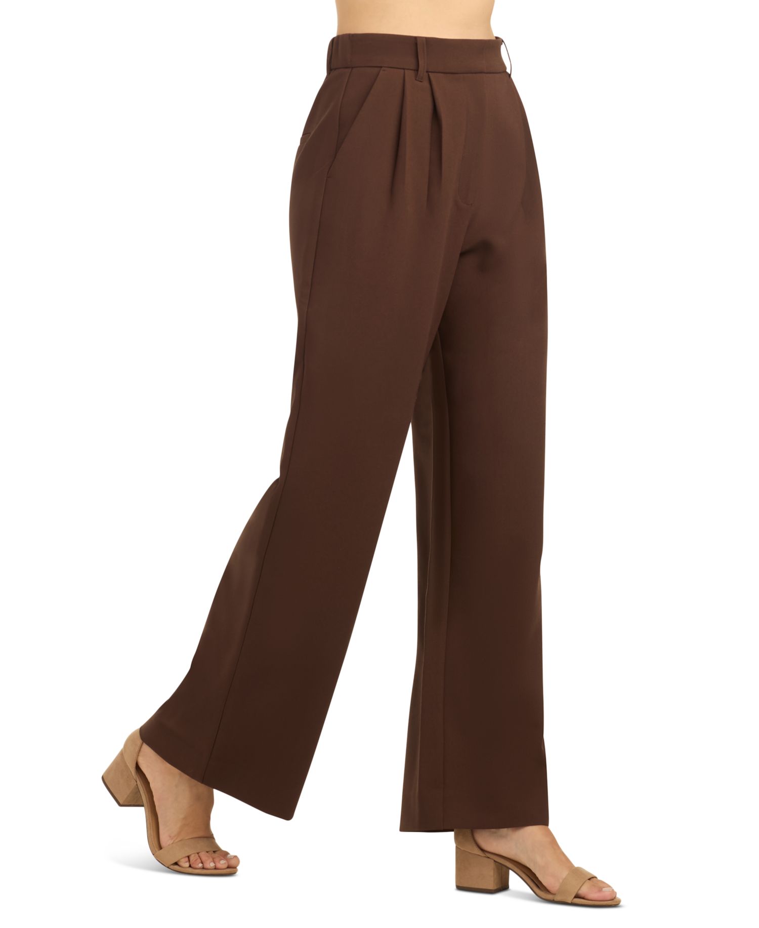 Juniors' Soft-Stretch Pleated Wide-Leg Pants