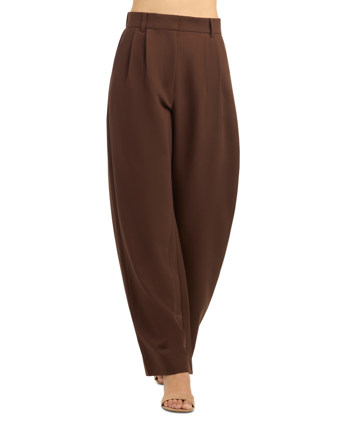 Bcx Women's Soft-stretch Pleated Wide-leg Pants In Chocolate