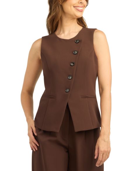 Женский жилет BCX Juniors' Asymmetrical Soft Stretch Twill, цвет: Шоколадный