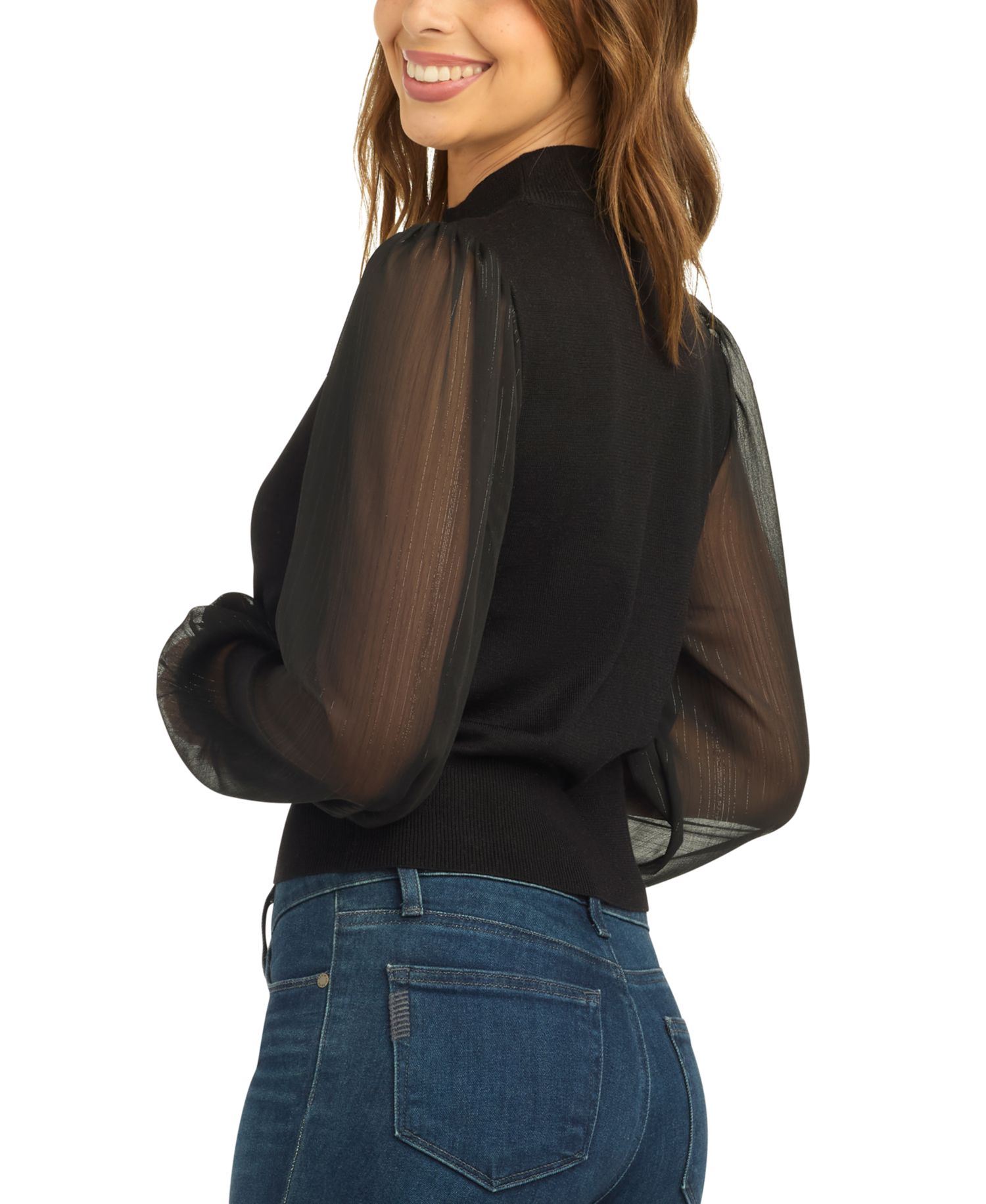 Juniors' Mock Neck Long-Sleeve Pullover Sweater