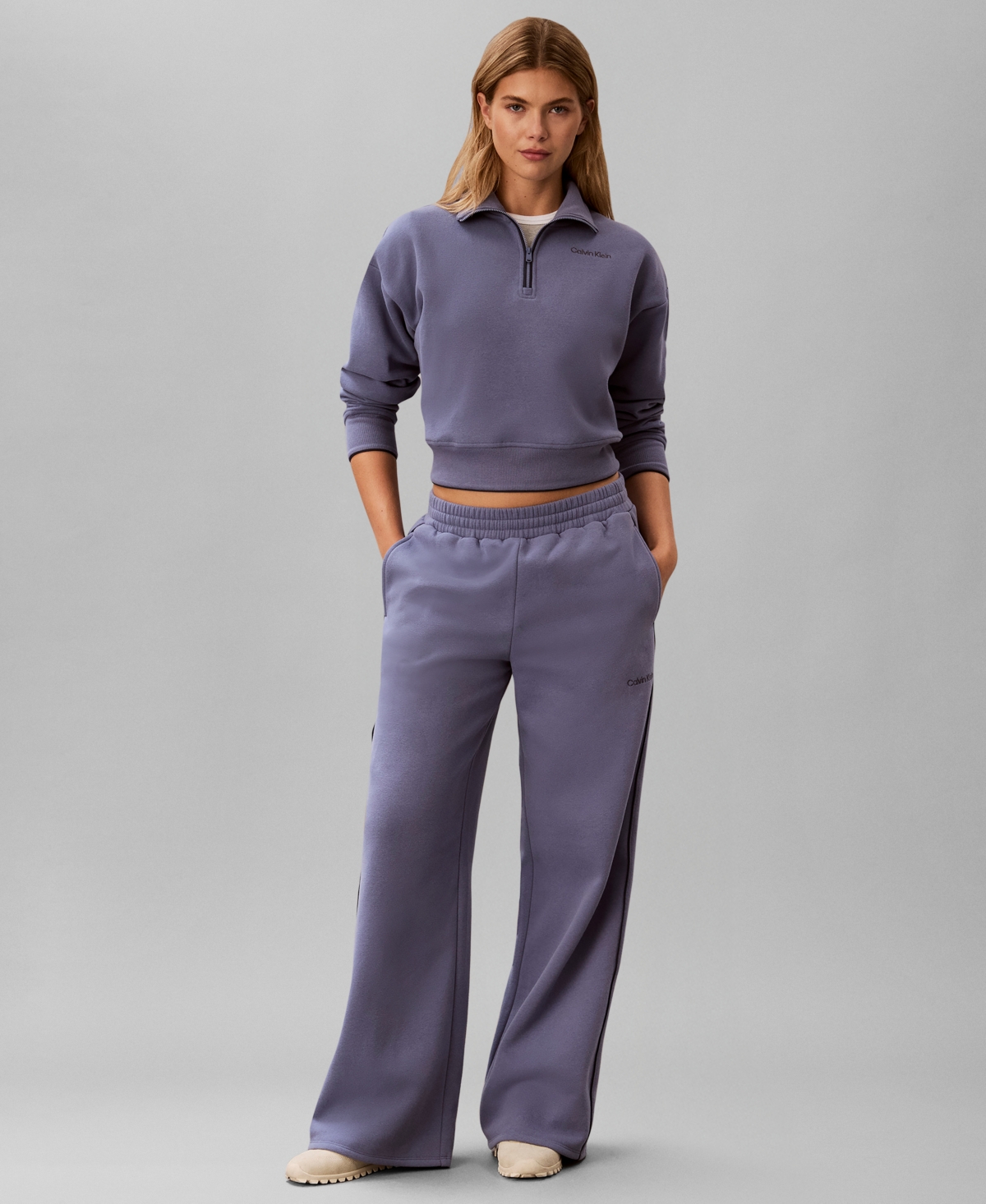 Calvin Klein Performance Women's Piped Wide-Leg Sweatpants