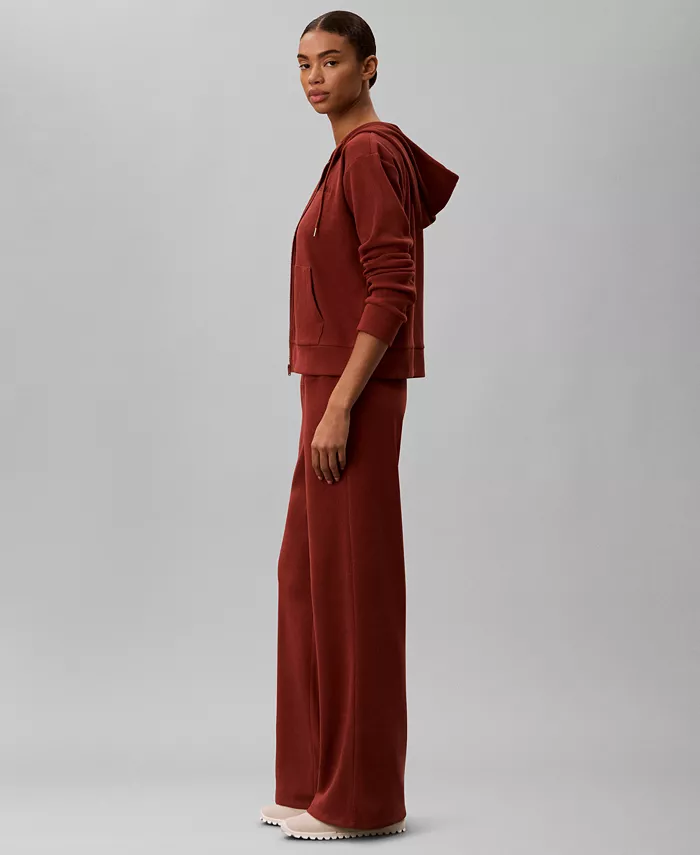Women's Pull-On Waffle-Knit Relaxed-Fit Straight-Leg Pants - thumbnail 3