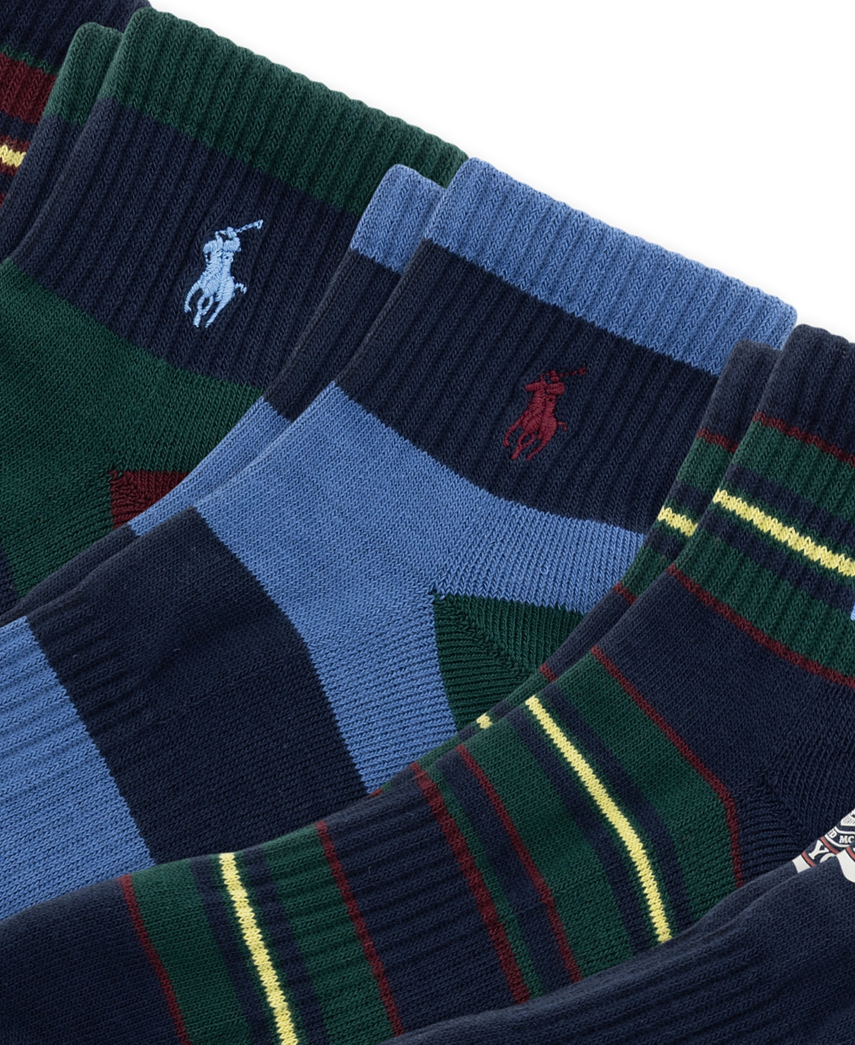 Polo Ralph Lauren Men's Crest Ribbed Striped Arch-Support Quarter Socks, 6-Pack
