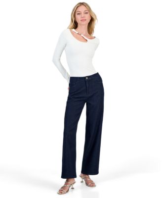 Women's High-Rise Straight-Leg Distressed Jeans