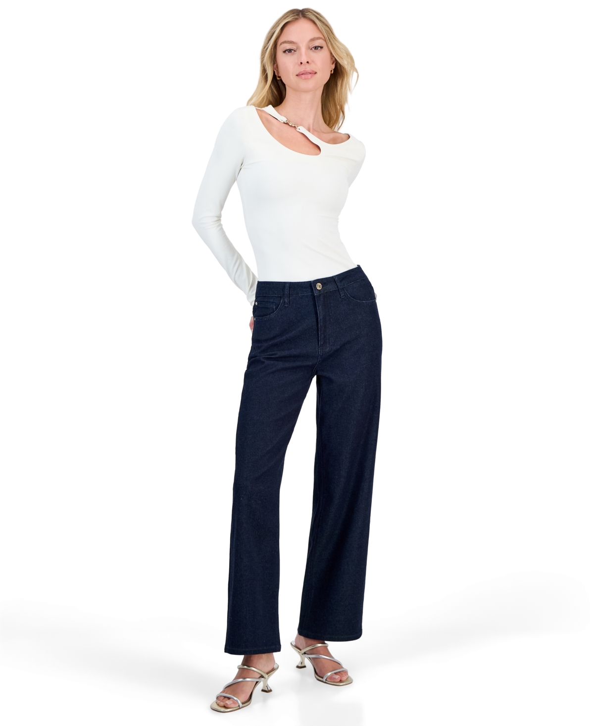 Guess Women's High-Rise Straight-Leg Distressed Jeans