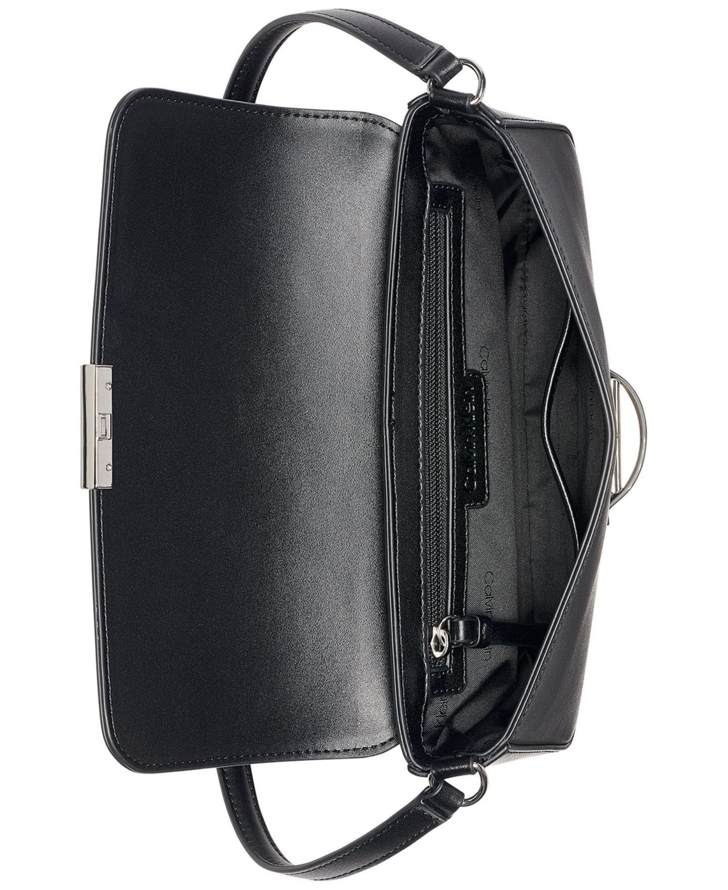 Женская сумка Calvin Klein Ingrid Small Satchel, цвет: Чёрный / Серебряный — фото 4
