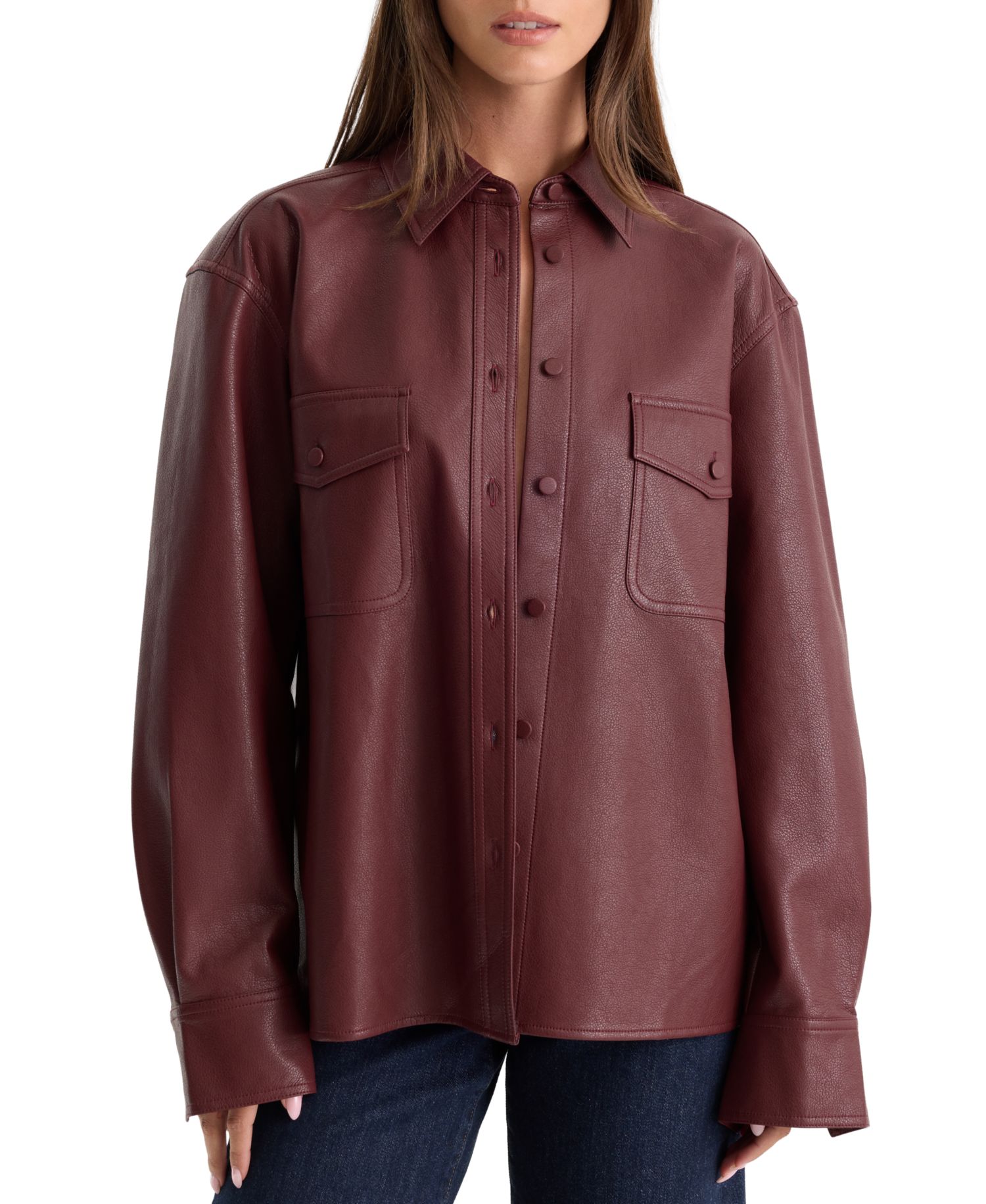 Women's Better Than Leather Long-Sleeve Collared Button Down Shirt