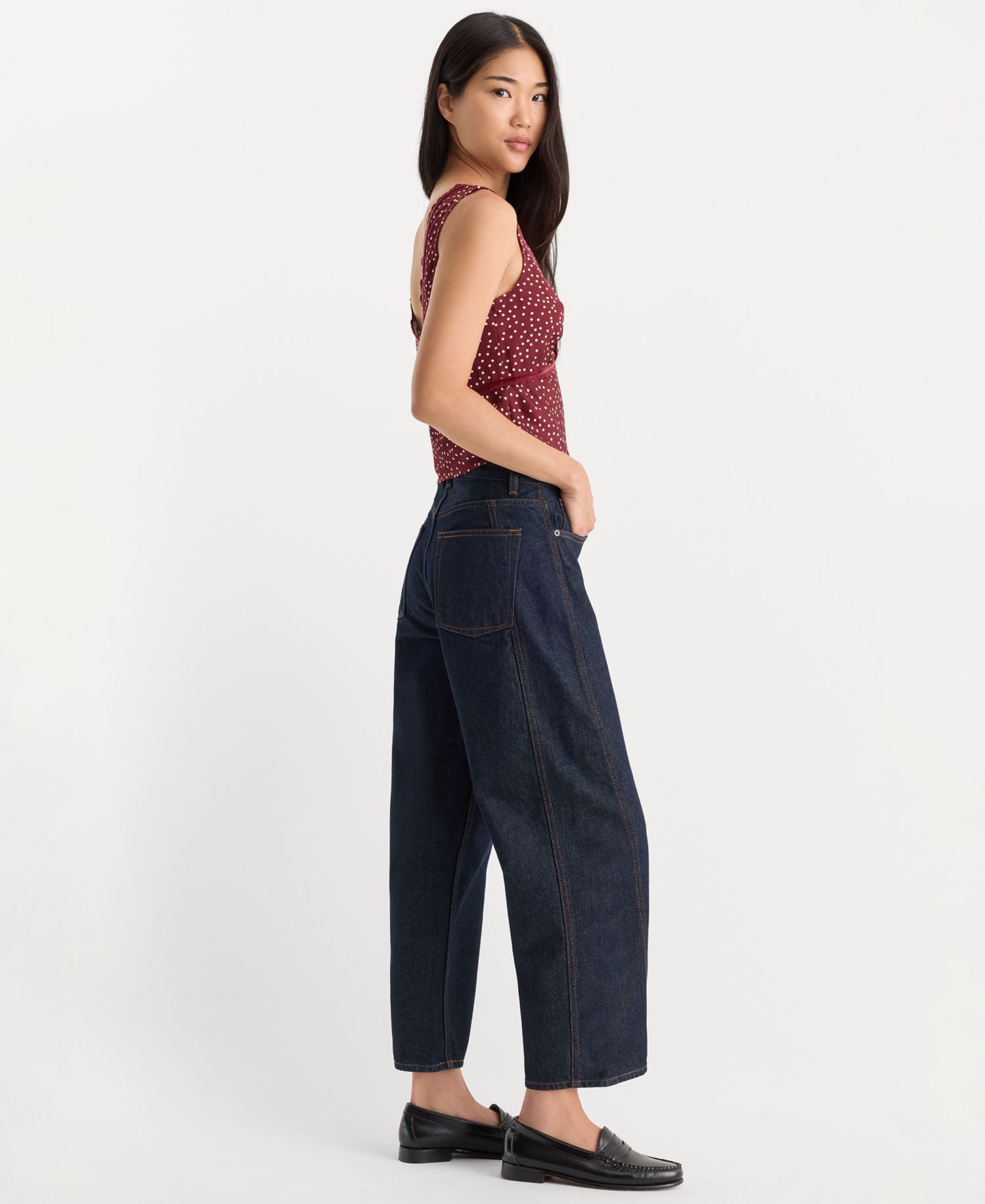 Women's Vintage Barrel Ankle High-Waisted Jeans