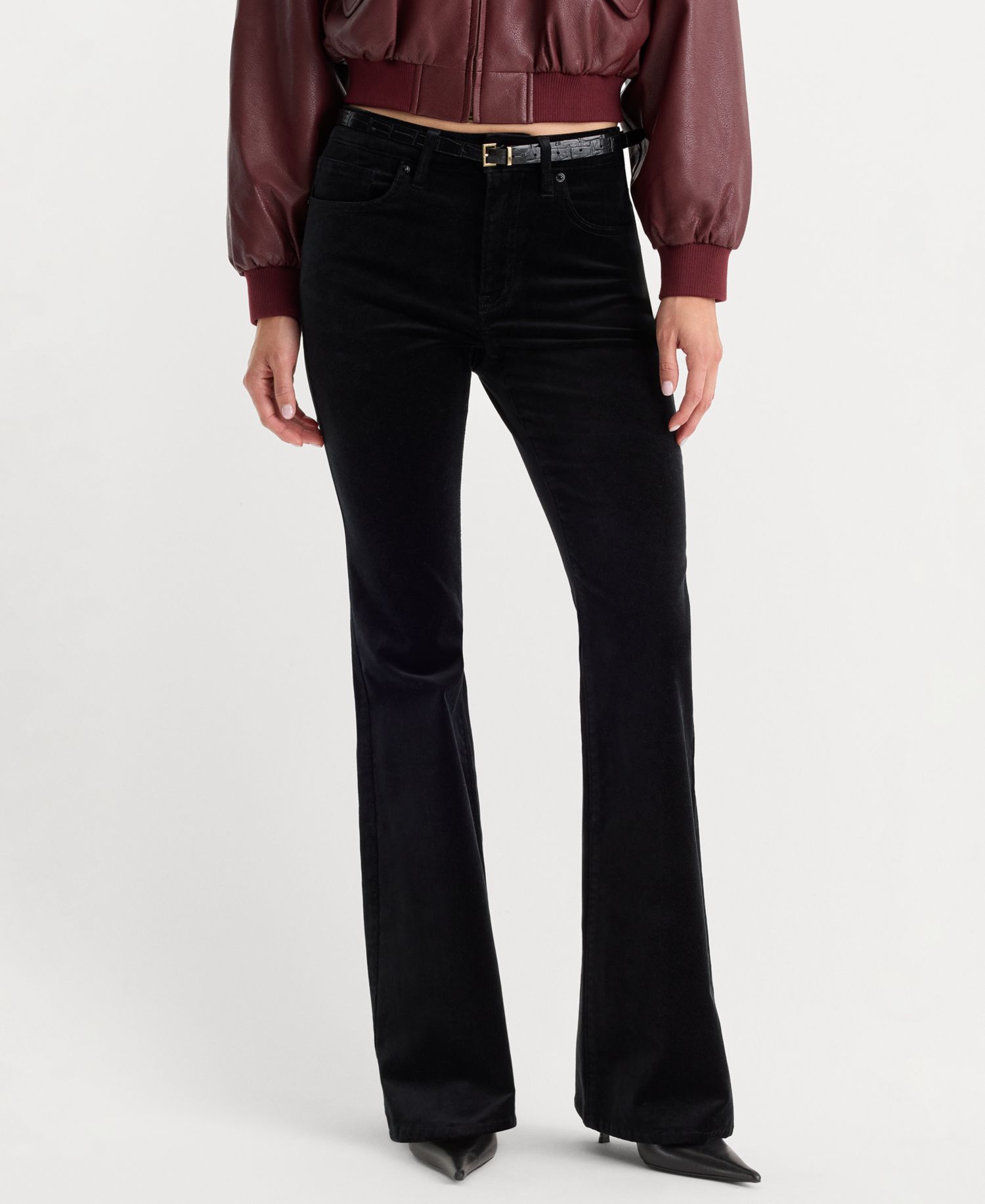 Women's Good Legs High-Waisted Velvet Flare Jeans