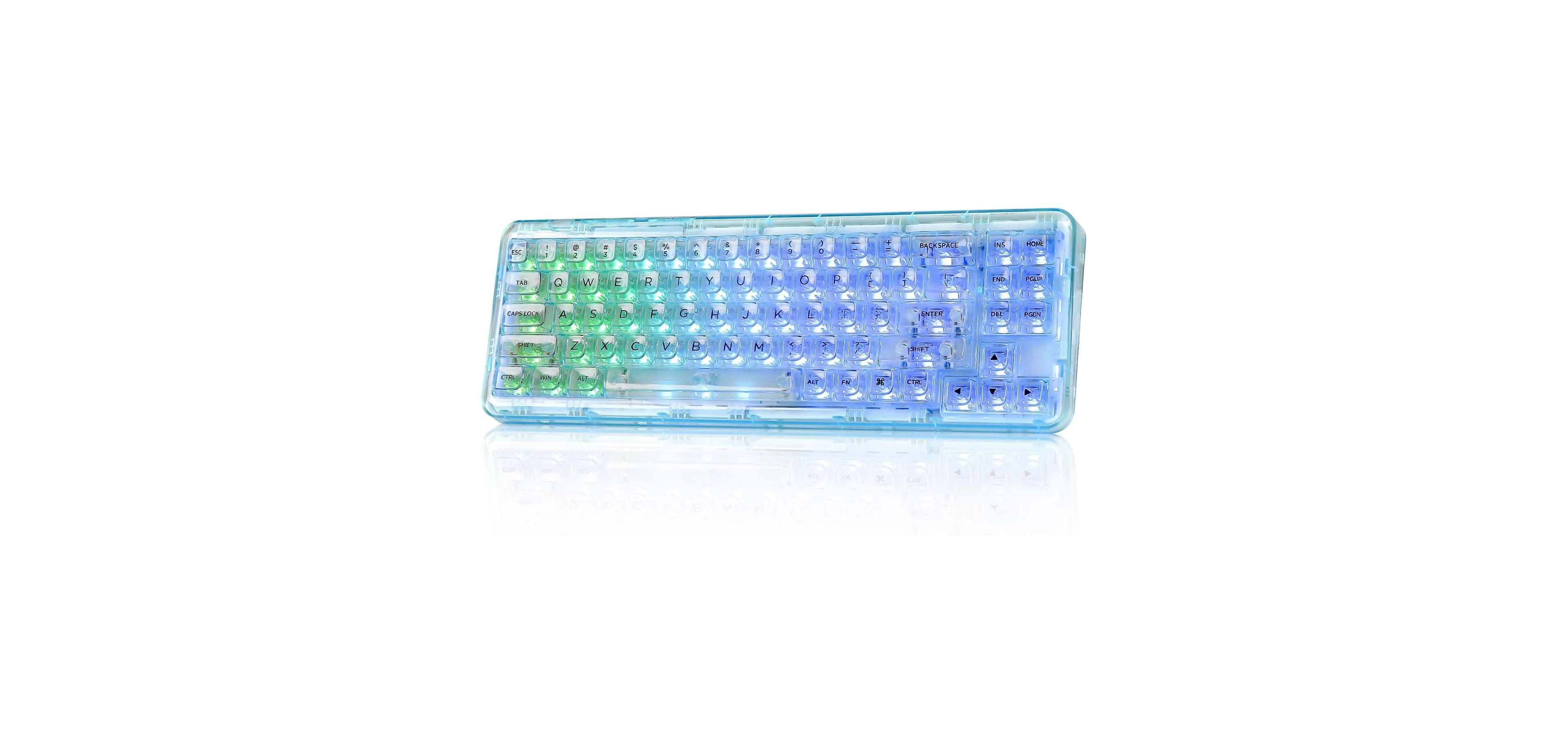 Ipason X71 Wireless Hot-Swappable Transparent Mechanical Keyboard, Compatible with Windows and Mac