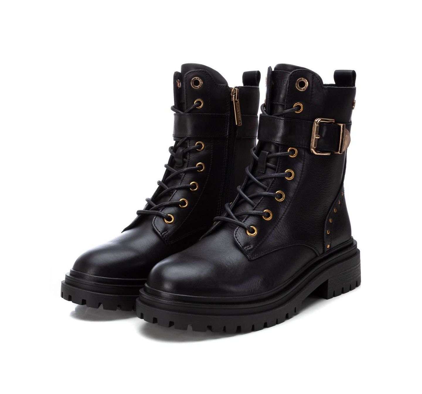 Женские ботинки XTI Casual Leather Combat Booties Carmela Collection, цвет: Чёрный — фото 5