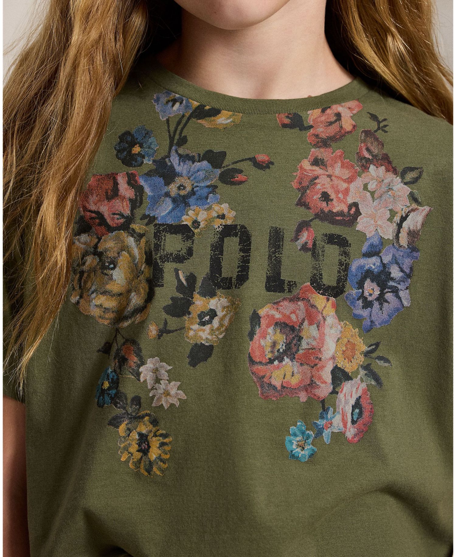 Girls' 7-16 Floral Cotton Jersey Boxy T-Shirt