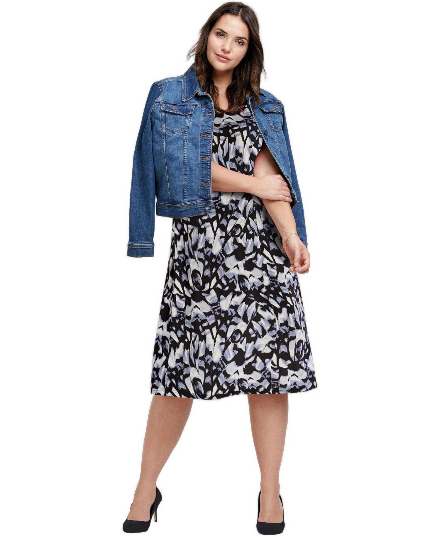 Plus Size Sleeveless Scoop Neck Fit and Flare Dress