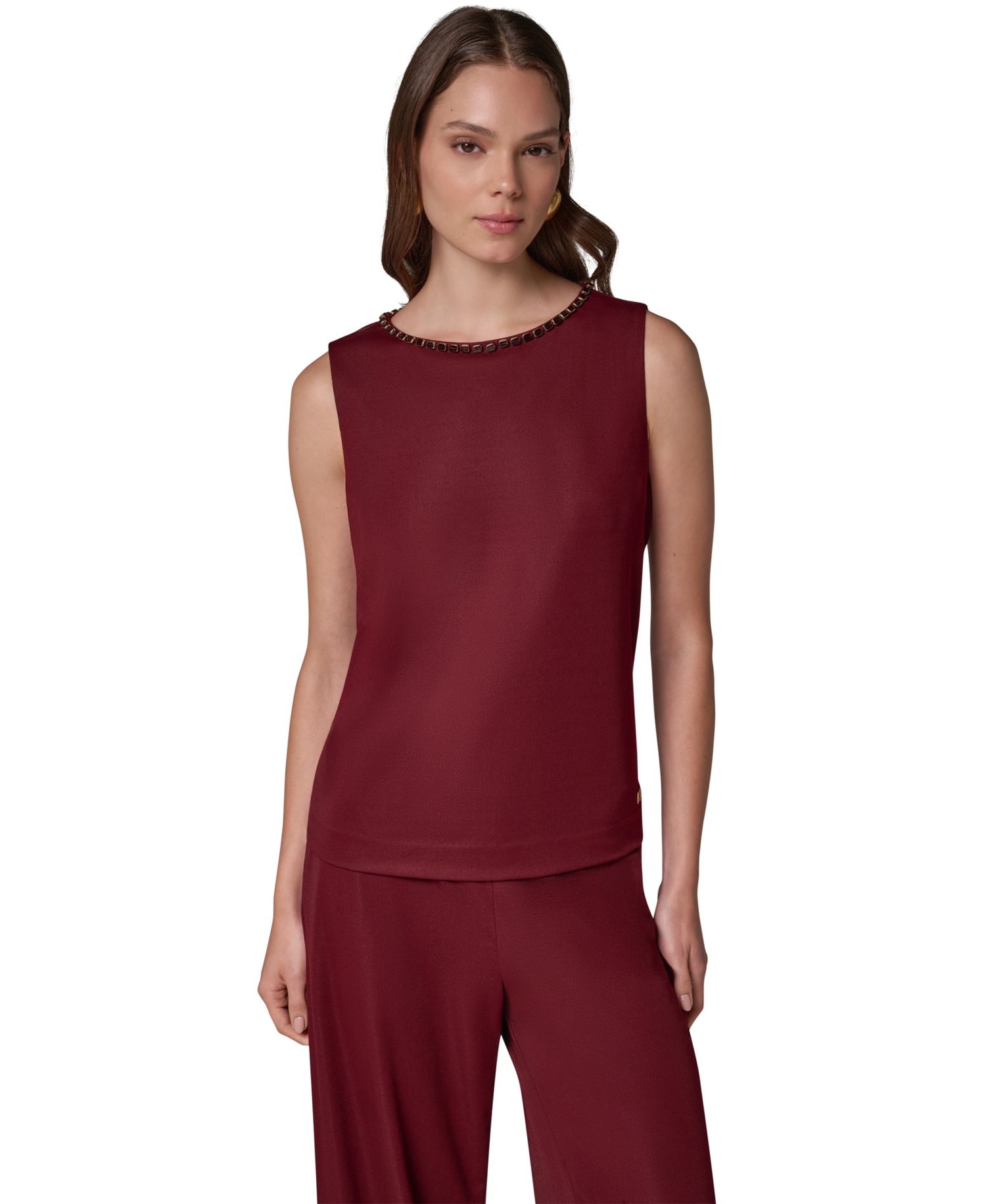 Women Beaded Boat-Neck Sleeveless Camisole