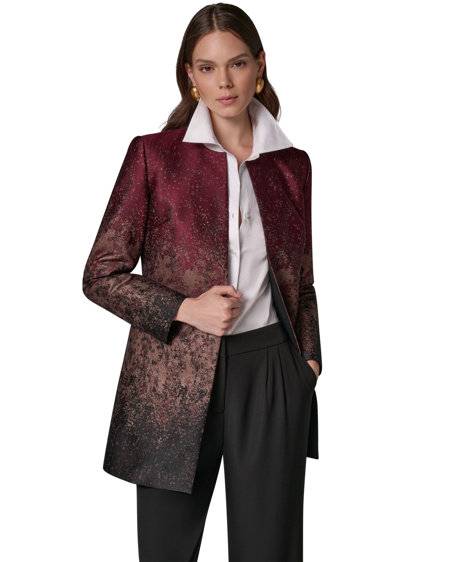 Women's Collarless Shoulder-Pad Blazer