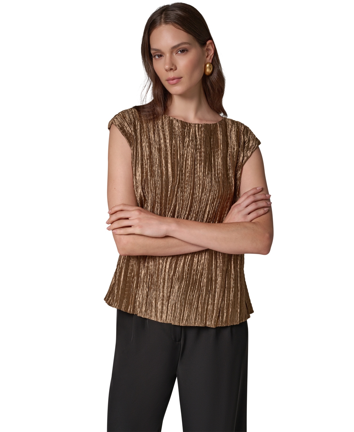 Donna Karan New York Women's Sleeveless Plisse Blouse
